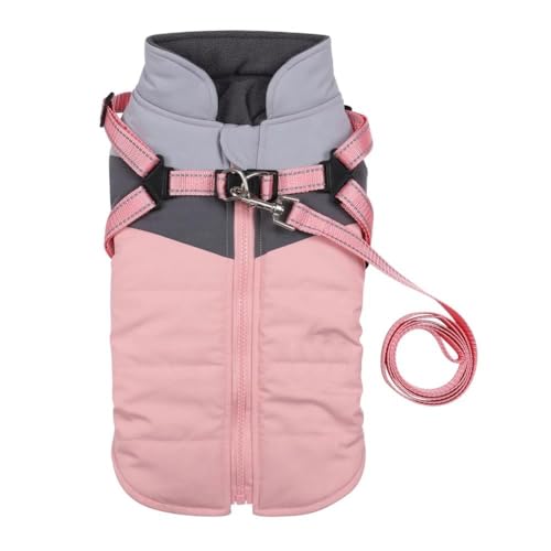 Weiche Und Bequeme Hundejacke, Verdickte Warme Hundejacke, Herbst Und Winter, Warme Hundejacke Mit Geschirr, Kaltes Wetter, Wind- Und wasserdichte Hundejacke, Chihuahua-Mops-Französische-Bul von GKRB