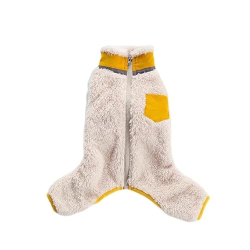 Winter Verdickte Warme Fleece Weiche Bequeme Hundejacke Kleidung Haustier Arbeitskleidung Outdoor Winddichte Hundejacke Chihuahua Französische Bulldogge Mops Overall,Gelb,2XL von GKRB