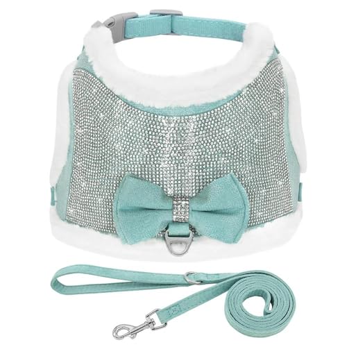 Winter Weiche Warme Hundegeschirr Weste Leine Set Chihuahua Mops Französische Bulldogge Glänzenden Strass Geschirr Katze Riemen Bogen Winter Haustier Kleidung,Blau,XS Winter Weiche Warme Hundegeschirr Weste Leine Set Chihuahua Mops Französische Bulldogge Glänzenden Strass Geschirr Katze Riemen Bogen Winter Haustier Kleidung,Blau,XS von GKRB