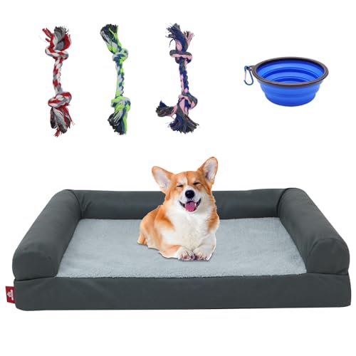 Hundebett für große mittlere kleine Hunde - Waschbar Haustier Hund Katze Betten Sofa Matte mit abnehmbarem Bezug, große Hund Couch Bett Crate Schaumstoff Hundebett mit Memory Foam Schicht für Haustier von GKXLH