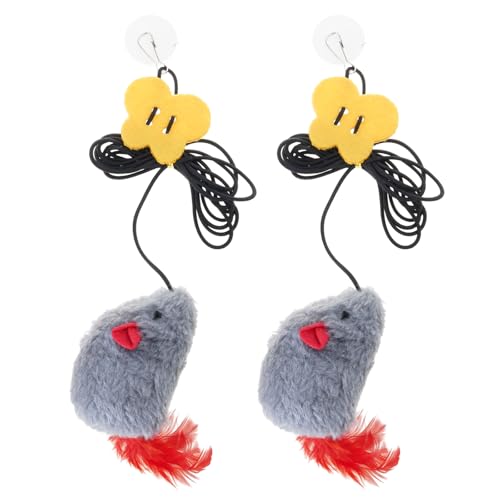 GKYQVE 2pcs Interaktion Pet Door Hanging Toy Teaser Squeak Maus Mit Gefiedertem Schwanz Für Innenkatzen Unterhaltung Selbstunterhaltung Für Katzen von GKYQVE