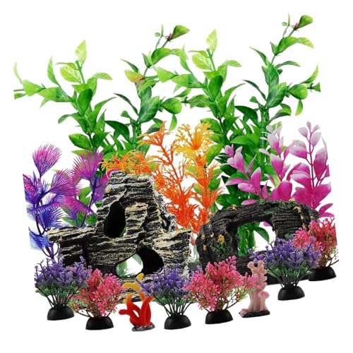 GKYQVE Aquarien Landschaft Künstliche Pflanzenfischtanks Landschaftsgestaltung Für Garnelenzucht Landschaft Ornamente Grashandwerk von GKYQVE
