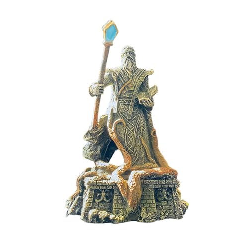 GKYQVE Zauberer Statue Ornament Harz Figur Mit Antiquitätendesign Fisch Garnelen Versteck Höhle Aquarien Landschaftsgestaltung Accessoires von GKYQVE