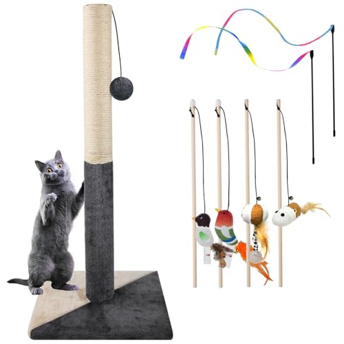 GKYZBB 76,2 cm hoher Kratzbaum, sehr widerstandsfähiger Teppich-Kratzbaum, Premium-Sisalseil-Kratzbäume, stabile große Kratzstange mit hängendem Ball, bringt 6 Katzen-Teasing-Stöcke GKYZBB 76,2 cm hoher Kratzbaum, sehr widerstandsfähiger Teppich-Kratzbaum, Premium-Sisalseil-Kratzbäume, stabile große Kratzstange mit hängendem Ball, bringt 6 Katzen-Teasing-Stöcke von GKYZBB