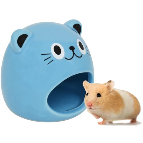 GKYZBB Hamsterversteck aus Keramik, blaues Hamsterhaus und Lebensräume, kühles Bett, ideal für alle Jahreszeiten, Zwergrennmäuse, goldener Bär GKYZBB Hamsterversteck aus Keramik, blaues Hamsterhaus und Lebensräume, kühles Bett, ideal für alle Jahreszeiten, Zwergrennmäuse, goldener Bär von GKYZBB
