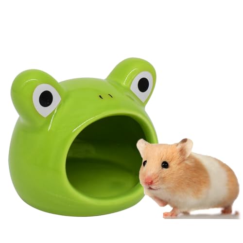 GKYZBB Hamsterversteck aus Keramik, grünes Frosch-Form, Hamsterhaus und Lebensräume, kühles Bett, ideal für alle Jahreszeiten, Zwergenrennmäuse, goldener Bär GKYZBB Hamsterversteck aus Keramik, grünes Frosch-Form, Hamsterhaus und Lebensräume, kühles Bett, ideal für alle Jahreszeiten, Zwergenrennmäuse, goldener Bär von GKYZBB