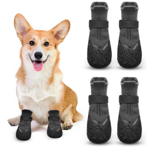 Hundeschuhe Hundestiefel 4 Stück Pfotenschutz wasserdichte rutschfeste Hundesocken Hunde Schuhe Outdoorfür kleine, mittlere und große Hunde mit verstellbarem Riemen Hundeschuhe Hundestiefel 4 Stück Pfotenschutz wasserdichte rutschfeste Hundesocken Hunde Schuhe Outdoorfür kleine, mittlere und große Hunde mit verstellbarem Riemen von GKZB