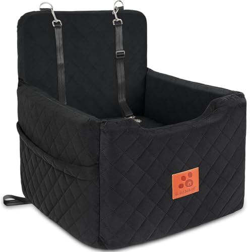 GL GLENSLAVE Hundeautositz für kleine/mittlere Hunde unter 15 Kgs,Hundesitzerhöhungen,Abnehmbarer und waschbarer Haustierautositz,Hundebett mit 2 Sicherheitsgurten (Schwarz, Einheitsgröße) von GL GLENSLAVE