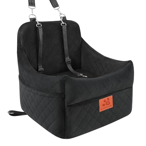 GL GLENSLAVE Hunde-Autositz für kleine/mittlere Hunde, Hundeautositz mit Dicker Polsterung unter 35 lbs, Abnehmbarer, waschbarer Autositz für Haustiere (schwarz) von GL GLENSLAVE