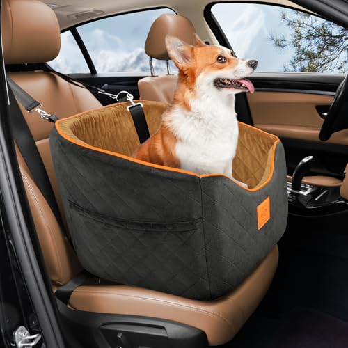 GL GLENSLAVE Hundesitz für kleine bis mittlere Hunde, Booster Hundesitz für Hunde bis zu 15 kg, Haustier Autositz, Reise Sicherheit Autositz mit waschbarem Bezug, Aufbewahrungstaschen von GL GLENSLAVE