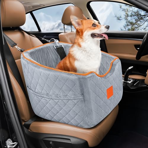 GL GLENSLAVE Hundesitz für kleine bis mittlere Hunde, Booster Hundesitz für Hunde bis zu 15 kg, Haustier Autositz, Reise Sicherheit Autositz mit waschbarem Bezug, Aufbewahrungstaschen von GL GLENSLAVE