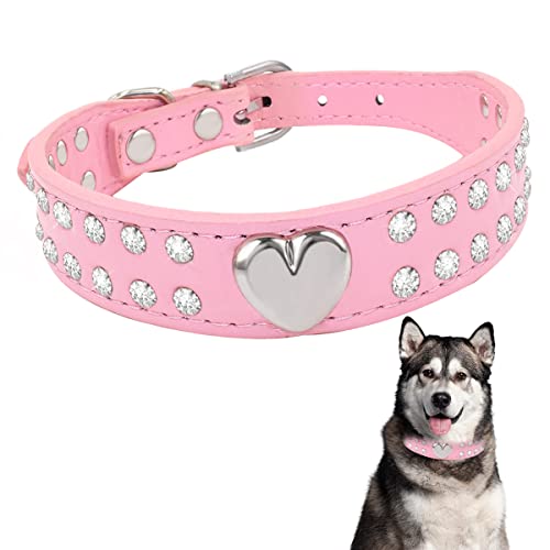 GLADFRESIT Kristall-Hundehalsband, PU-Leder, Rosa, Haustierhalsband mit verstellbarem Riemen, Strass, Kätzchen, Welpen, Halsband für kleine, mittelgroße Haustiere GLADFRESIT Kristall-Hundehalsband, PU-Leder, Rosa, Haustierhalsband mit verstellbarem Riemen, Strass, Kätzchen, Welpen, Halsband für kleine, mittelgroße Haustiere von GLADFRESIT