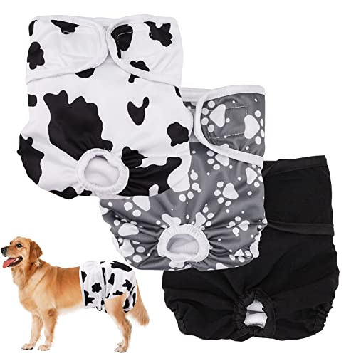 GLAITC Haustier Windel, 3 Stück Wiederverwendbare Weibliche Hundewindeln Waschbare Hunde Windeln Einstellbare Hunde höschen Hunde Schutzhöschen für groß kleine mittelgroße Hunde (XL) von GLAITC
