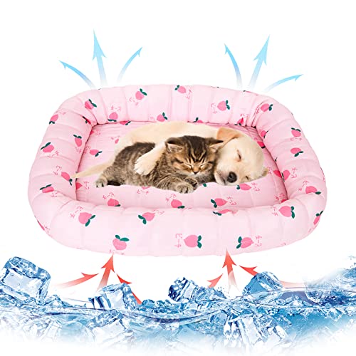 GLAITC Kühlmatte Katze, 45x50cm Kühlmatte Hund Dog Geeignet Kühlmatte Hunde Kühlmatte Selbstkühlend Hunde KühlmatteKühlmatte für Katzen für Haustiere Innen Outdoor (Rosa) von GLAITC