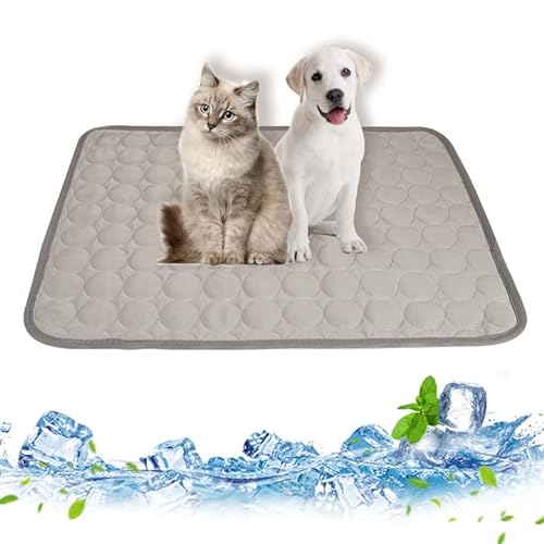 GLAITC Kühlmatte für Haustiere,selbstkühlende Hundekatzen-Kühlmatte Stoffmaterial Faltbares waschbares Kühlkissen für Haustiere Katzenwelpen im heißen Sommerschlaf (M) von GLAITC