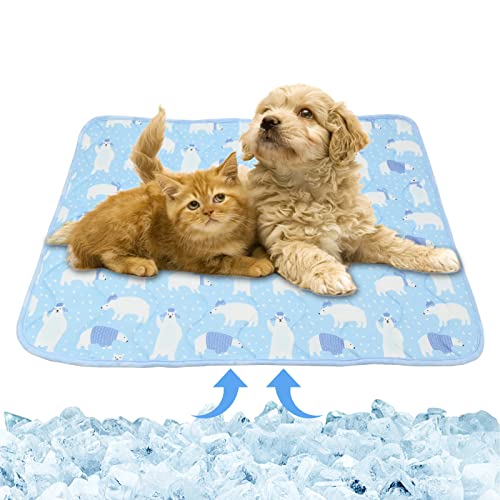 GLAITC Kühlmatte für Hunde, 55x70cm kühlmatte Katze Hunde Kühlmatte Haustier Kühlmatte Selbstkühlende Matte Cooling Mat Dog Geeignet Für Zuhause Oder Auto,Hundehütte Outdoor (Blau) von GLAITC