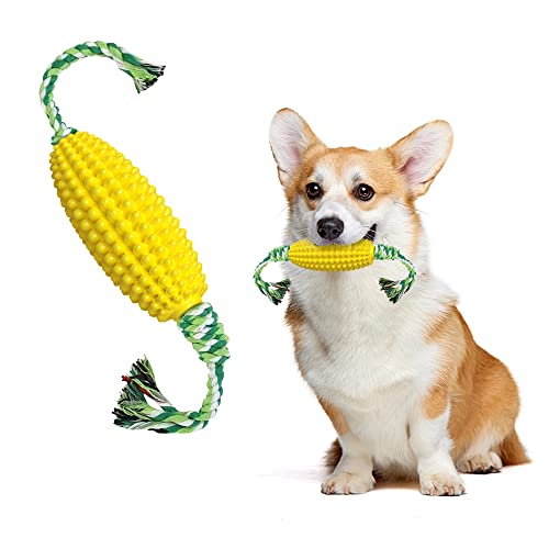Hundespielzeug,Mais Kauspielzeug Hund Naturkautschuk Kauspielzeug für Hunde Robuster Quietschen Interaktives Hunde Spielzeug für Große, Mittelgroße,Kleine Hunde (Gelb) von GLAITC