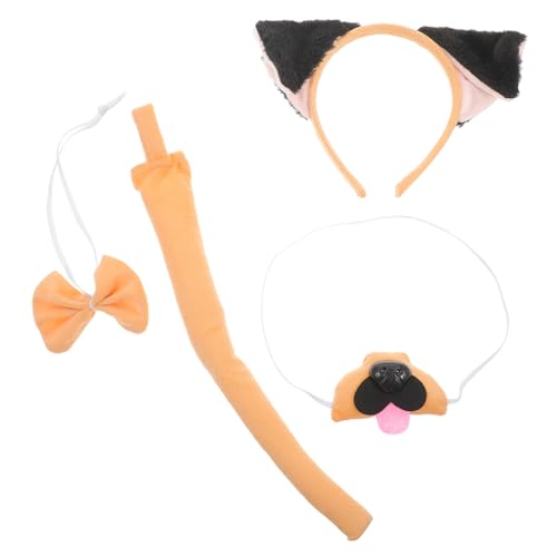 GLEAVI 1 Satz Kostümset für Hunde Cosplay Teiliges Tierkostüm mit Ohren Stirnband Falscher Nase und Fliege für Tier Themenpartys und Rollenspiele GLEAVI 1 Satz Kostümset für Hunde Cosplay Teiliges Tierkostüm mit Ohren Stirnband Falscher Nase und Fliege für Tier Themenpartys und Rollenspiele von GLEAVI