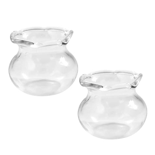 GLEAVI 2 Stück Mini Aquarium Aus Glas Mini Fischglas Puppenhaus Miniatur Aquarium Fischgläser Zum Basteln Winziges Künstliches Fischglas Winziges Mini Aquarium Fischglas von GLEAVI