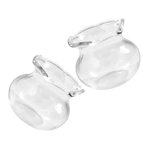 GLEAVI 2 Stück Mini-spielzeugaquarium Szenenzubehör Dollhouse Decor Miniatur-Aquarium Fischschalen Kleiner Fischtank Kleines Mini-Aquarium Betta-fischschale Glas Transparent von GLEAVI