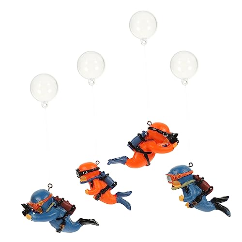 GLEAVI 4stücke Kawaii Schwimmende Taucher Figuren Aquarium Dekor Cartoon Taucher Ornament Aus Hochwertigem PVC Material Für Aquarium Glaswasserbehälter von GLEAVI