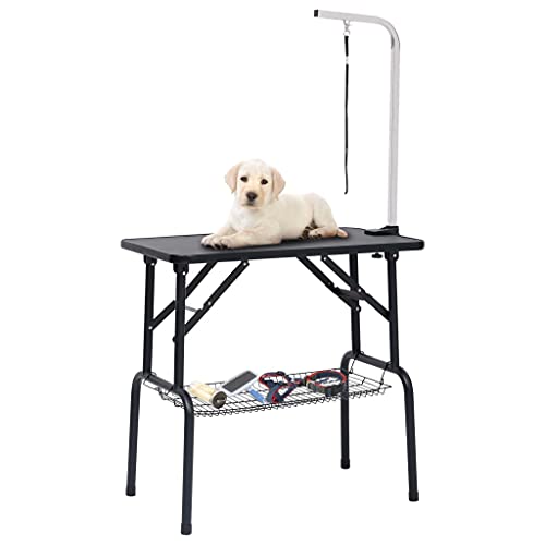 GLETSF Schwarz und Silber Edelstahl, Stahl, Spanplatte, Gummi Tiere Haustierbedarf HaustierpflegebedarfVerstellbarer Hundepflegetisch mit 1 Schlaufe und Korb GLETSF Schwarz und Silber Edelstahl, Stahl, Spanplatte, Gummi Tiere Haustierbedarf HaustierpflegebedarfVerstellbarer Hundepflegetisch mit 1 Schlaufe und Korb von GLETSF
