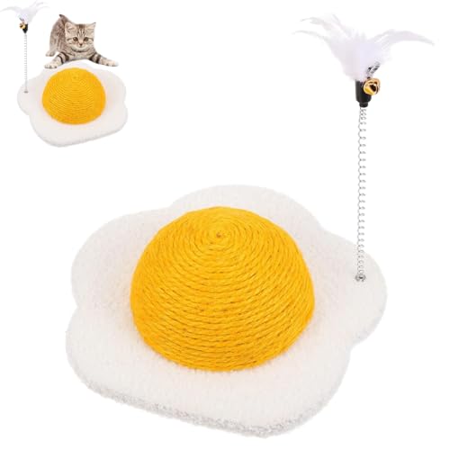 Egg Cat Scratcher, Eggy Yolk Cat Scratch Board, Poached Egg Wear-Resistant Round Claw Ball Scratching Board, Cat Scratchers Toy for Indoor Cats (S) von GLIART
