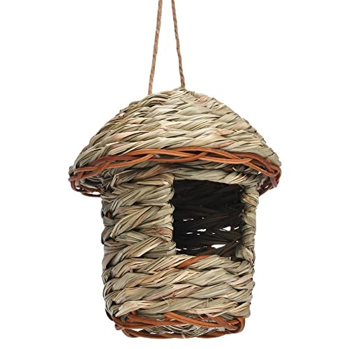 Vogelhaus, ländlicher Stil, Vogelhaus, Naturfaser, Finken, handgewebt, Vogelhütte, Käfig für den Außenbereich, Hideawa R7d9 Strohschutz, Ha Nest Seil von GLIMDA