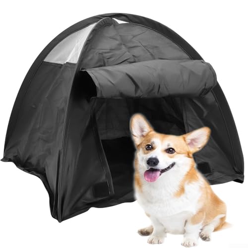 Katzen- und Hundezelt, faltbares Haustierzelt für drinnen und draußen, Camping-Haus mit Vorhängen, Fenstern, atmungsaktives Oxford-Gewebe, für kleine, mittelgroße Haustiere unter 10 kg von GLOBALHUT