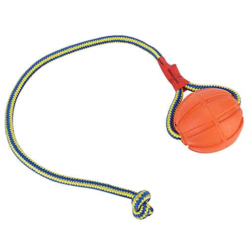 GLOGLOW 6 cm Hundekauspielzeug Ball, Hundepuzzle Leckerli Futterspender Ball Spielzeug Welpen Quietschende Bälle mit Trageseil für Hunde[rot] Bälle von GLOGLOW