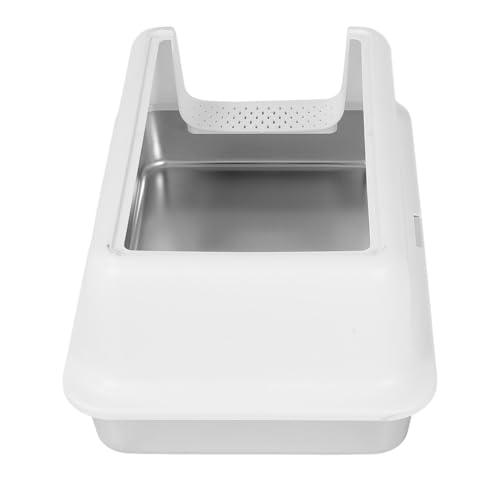 Edelstahl-Katzentoilette, 24 L Fassungsvermögen, Spritzwassergeschützt, Hohe Seiten, Große Katzentoilette, Tiefe, Gebogene Wände, Geruchsfrei, Leicht zu Reinigen, für Große Edelstahl-Katzentoilette, 24 L Fassungsvermögen, Spritzwassergeschützt, Hohe Seiten, Große Katzentoilette, Tiefe, Gebogene Wände, Geruchsfrei, Leicht zu Reinigen, für Große von GLOGLOW