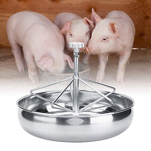 Einheitlicher Schweiß-Ferkel-Futternapf aus Edelstahl, Verhindert Lebensmittelverschwendung, Schweine-Futterbehälter für Schweine (Große (Metallgriff) Edelstahlwanne) von GLOGLOW