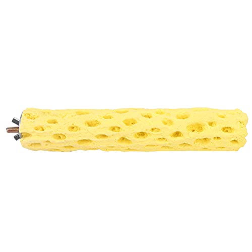 GLOGLOW Bird Barch Stand Toy, Mineralkrallen Schleifstab Schnabel Nagel Trimmer Stick Käfig -Übungsspielzeug für Papageien Cockatiels Shotets Brudeln Conures Lovebirds Kleine Vögel (Großes Gelb) von GLOGLOW