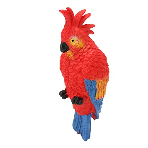 GLOGLOW Dekorativer Ara-Papagei, Ara-Statue, Gefälschter Papagei, Realistische Papageien-Vögelfiguren, Aquarium-Ornament (Rot) von GLOGLOW