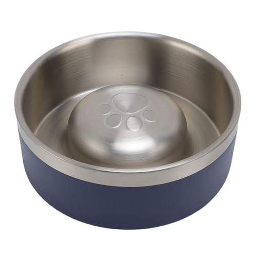 GLOGLOW Edelstahlhundschüssel, Doppelwand Slow Feeder Futter Futter Wasserschale mit Nicht -Slip -Gummiboden Zum Vorbeugen von Erstickungskatzen Hunde Welpen Reisen Portion Portion (S) von GLOGLOW