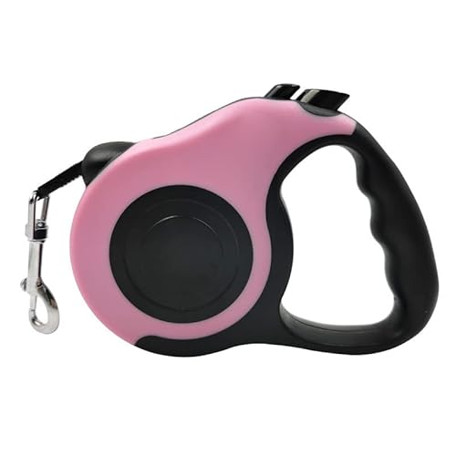 GLOGLOW Einziehbare Haustierleine mit Knopfsteuerung, Ergonomischer Griff, Haustier-Sicherheitsgurt, Hundeleine Zum Spazierengehen, Katzenleine für Hunde, Katzen, Kaninchen, 5 M (Rosenate) von GLOGLOW
