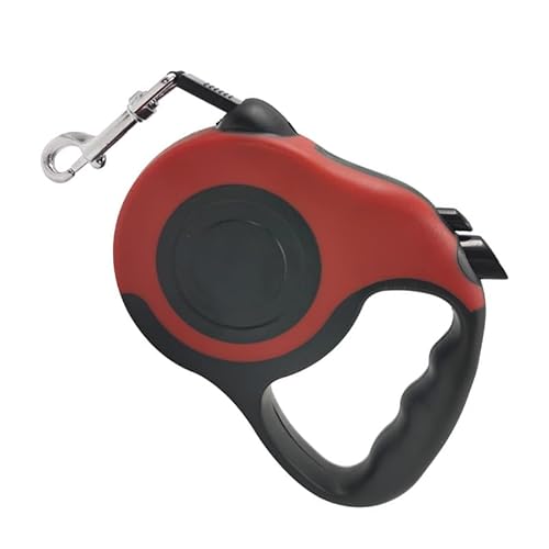GLOGLOW Einziehbare Haustierleine mit Knopfsteuerung, Ergonomischer Griff, Haustier-Sicherheitsgurt, Hundeleine Zum Spazierengehen, Katzenleine für Hunde, Katzen, Kaninchen, 5 M (Rot) von GLOGLOW