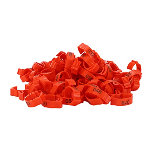 GLOGLOW Geflügelbein 100pcs Geflügelfußringe, Identifikationsbeinbänder Nummerierte für Hühnerente Vogel mit Einziehbarem Design 6 Kartenschlitzen Sicheres Material Geflügel und Vieh (Rot (100 von GLOGLOW