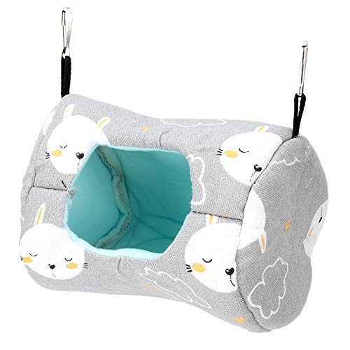 GLOGLOW Graues Hängemattenhaus zum Aufhängen für kleine Haustiere, feine Oberfläche, ideal für Hamster, Chinchillas, 18 x 14 x 14 cm (grauer Hase) von GLOGLOW