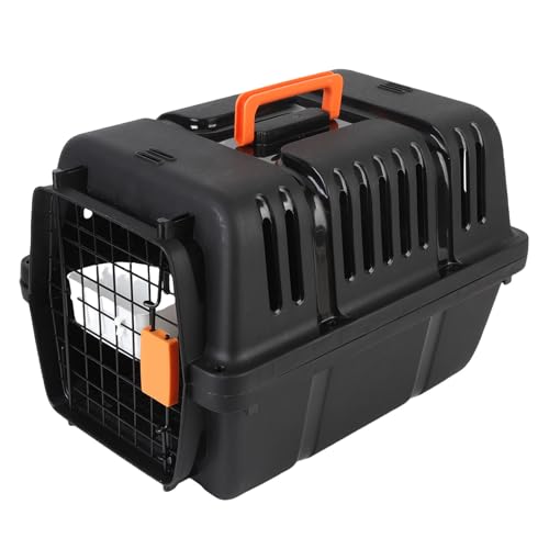 GLOGLOW Großer Raum Tragbares Plastikhundkiste, Katzen -Haustierträger mit Belüftung Ideal (Black) von GLOGLOW