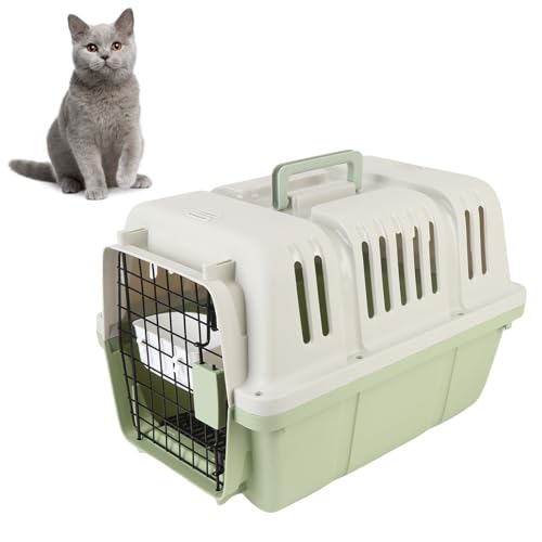 GLOGLOW Großer Raum Tragbares Plastikhundkiste, Katzen -Haustierträger mit Belüftung Ideal (Green) von GLOGLOW