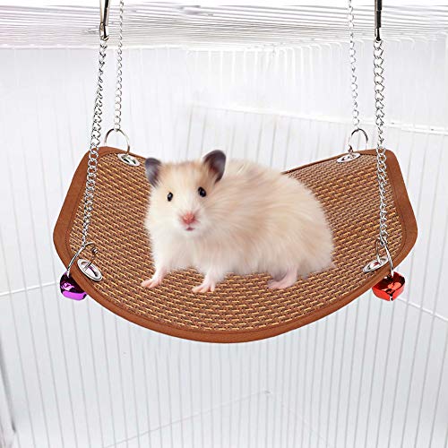 GLOGLOW Haustier-Hängebett mit Glocken, Strohhamster, Atmungsaktive Hängematte für Kleine Tiere (Kleine Größe 20,5 x 20,5 cm) von GLOGLOW