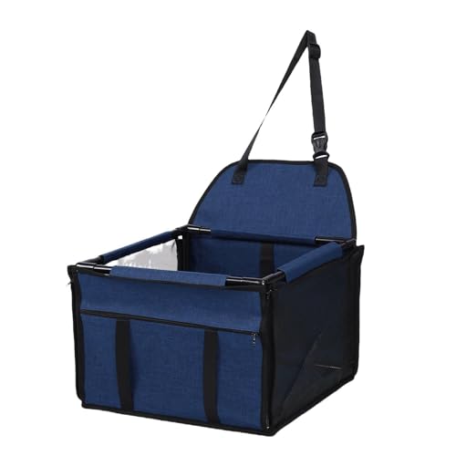 GLOGLOW Haustier -Reisesitz, Hundautositz Großer Kapazitätsabdichtungsfaltbar mit Oxford Stoff PVC für Innen- und Außenautos 39 X 39 X 27 cm (Dunkelblau) von GLOGLOW