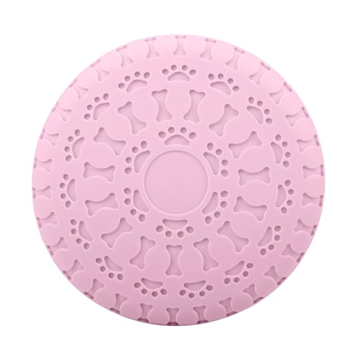 GLOGLOW Hundefliegerscheibenspielzeug, Multifunktional Tragbare Hundescheibenspielzeug Biss Proof Flexible Haustier Flugplattenschale für Haustier Wasser Fütterungstraining (PINK) von GLOGLOW