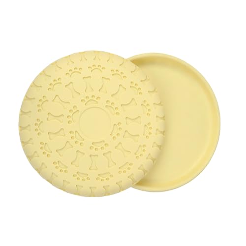 GLOGLOW Hundefliegerscheibenspielzeug, Multifunktional Tragbare Hundescheibenspielzeug Biss Proof Flexible Haustier Flugplattenschale für Haustier Wasser Fütterungstraining (Yellow) von GLOGLOW