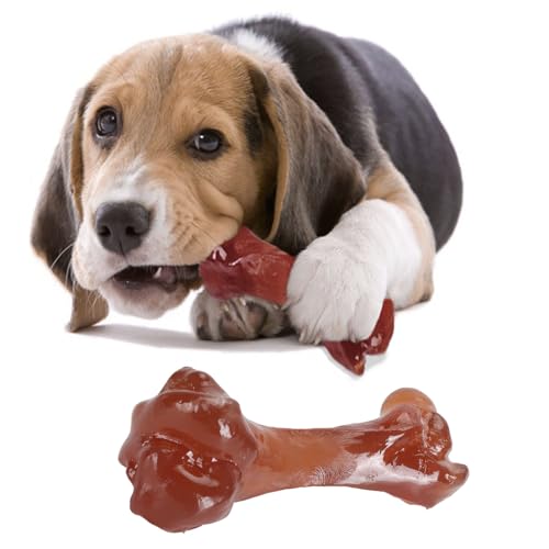 GLOGLOW Hundeknochenspielzeug, Bissfestes Power-Kauspielzeug, Langlebiges Hundekauspielzeug mit Speckgeschmack, Zähneknirschen, Hundespielzeug für Aggressive Kauer von GLOGLOW