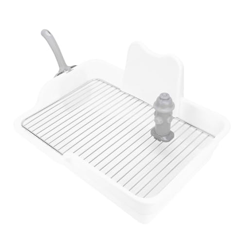 GLOGLOW Hundeköpfchenschale, Innenpupftoilette mit Splash Guard Abnehmbares Netz Pee Pad Halter Innenhunde Badezimmer für Hausbrecher in Wohnungen Kleine Räume (White) von GLOGLOW