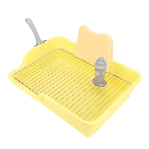 GLOGLOW Hundeköpfchenschale, Innenpupftoilette mit Splash Guard Abnehmbares Netz Pee Pad Halter Innenhunde Badezimmer für Hausbrecher in Wohnungen Kleine Räume (Yellow) von GLOGLOW