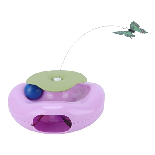 GLOGLOW Interaktives Katzenspielzeug Automatisch Rotierendes Katzenspielzeug mit Feder, Elektrischer Teaser -Stick für Innenkatzen, Interaktiver Übungsspielzeug Plastik Lustiger Teaser für Kätzchen, von GLOGLOW