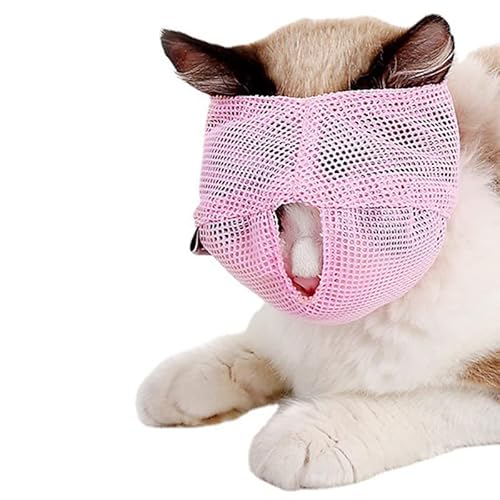 GLOGLOW Katzenmaulkörbe, Katzenmundschutz, Katzenkopfbedeckung, Bissfest, Atmungsaktiv, für Aggressive, Energiegeladene Katzen, mit Polyestermaterial, Geeignet für die Fellpflege, das (PINK) von GLOGLOW